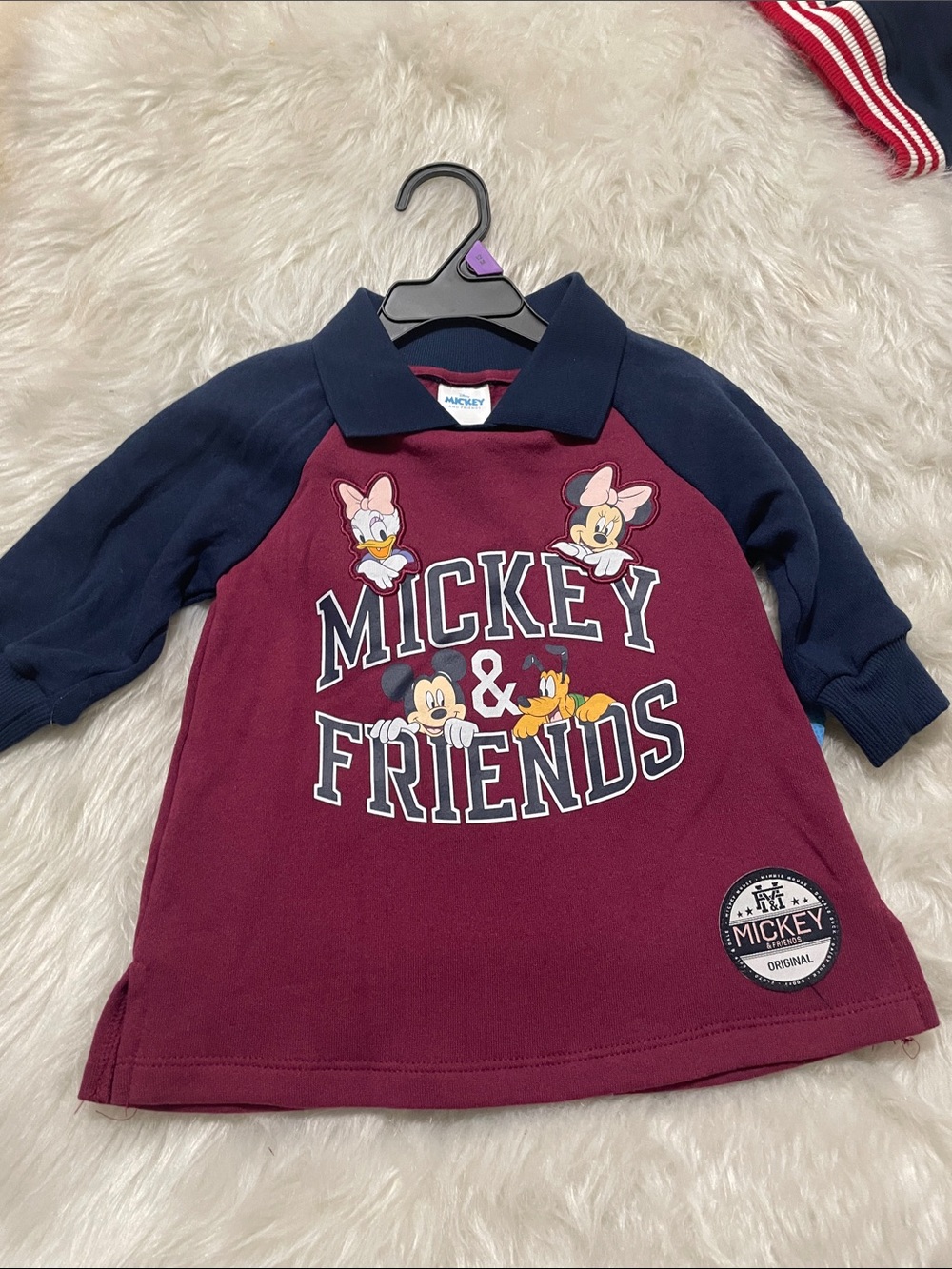 Disney Burgundy and Navy Mickey & Friends Polo